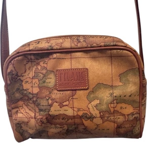 Alviero Martini Tan Map Print Shoulder Bag - Picture 3 of 12